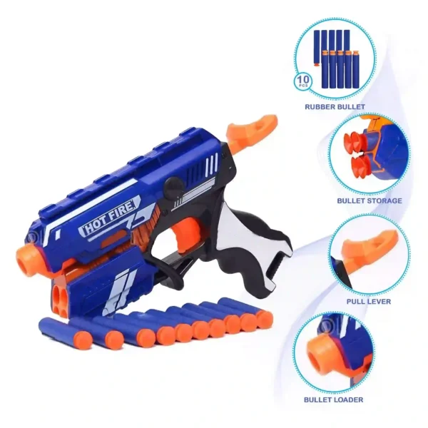 Sharp Shooter Manual Soft Bullet Gun for Kids – Foam Dart Toy Gun with 10 Safe Bullets – Indoor/Outdoor Play