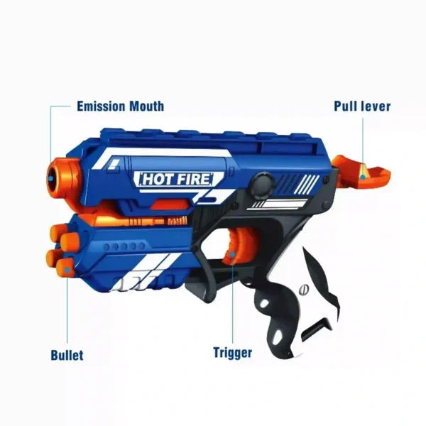 Sharp Shooter Manual Soft Bullet Gun for Kids – Foam Dart Toy Gun with 10 Safe Bullets – Indoor/Outdoor Play