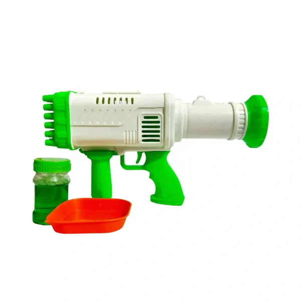 Bubble Gun For Kids - 32-Hole Electric Bubble Machine with Colorful Bubbles & Soap Solution