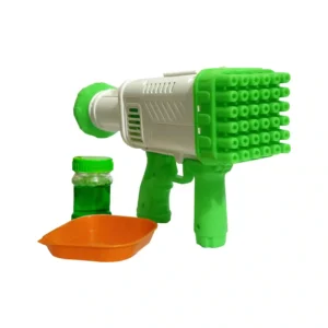 Bubble Gun For Kids - 32-Hole Electric Bubble Machine with Colorful Bubbles & Soap Solution