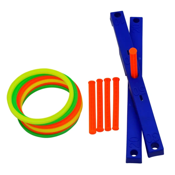 Manboc's 2-in-1 Plastic Ring Toss Game for Kids – Fun Indoor and Outdoor Learning Activity | Multi-Colored Ring Toss and Round Stacking Game for Kids